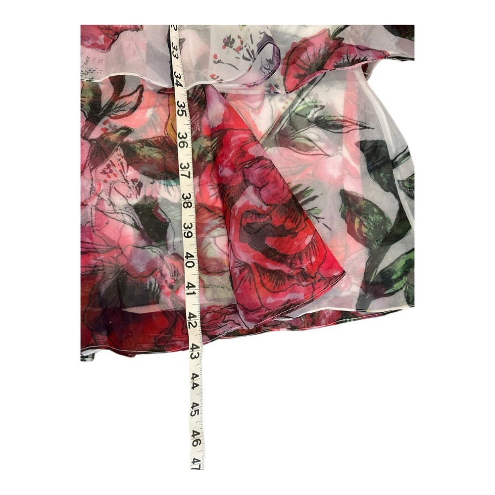 Marchesa Notte WomenFloral Tiered WhitePink Ruffle Fit & Flare Midi Dress Size 6 - Picture 15 of 16